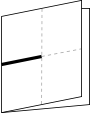 Sheet folded in half with a cut shown along the center between the quarter marks